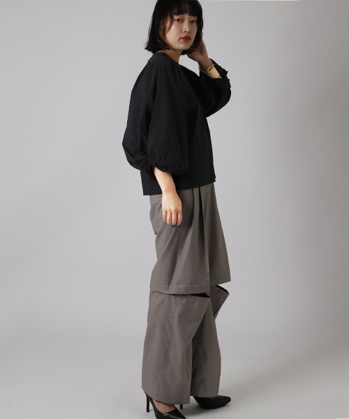 ketty cherie（ケティシェリー）の「コットンデザインスリーブトップス ≪手洗い可能≫（シャツ/ブラウス・レディース・オフホワイト/ブラック・M）」の10枚目の写真