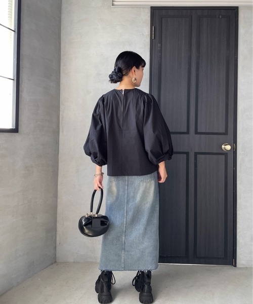 ketty cherie（ケティシェリー）の「コットンデザインスリーブトップス ≪手洗い可能≫（シャツ/ブラウス・レディース・オフホワイト/ブラック・M）」の21枚目の写真