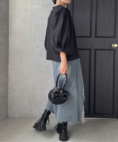 ketty cherie（ケティシェリー）の「コットンデザインスリーブトップス ≪手洗い可能≫（シャツ/ブラウス・レディース・オフホワイト/ブラック・M）」の20枚目の写真