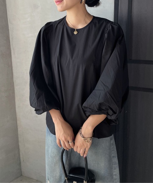 ketty cherie（ケティシェリー）の「コットンデザインスリーブトップス ≪手洗い可能≫（シャツ/ブラウス・レディース・オフホワイト/ブラック・M）」の16枚目の写真