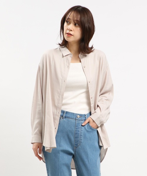 GLOBAL WORK Smile Seed Store（グローバルワーク スマイルシードストア）の「リネンコンスタンダードシャツ/180952（シャツ/ブラウス・レディース・ブルー系その他5/ネイビー/ラベンダー/セージグリーン/ホワイト系その他/チェック・MEDIUM/LARGE/SMALL）」の2枚目の写真