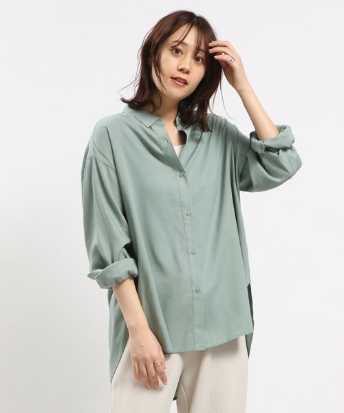 GLOBAL WORK Smile Seed Store（グローバルワーク スマイルシードストア）の「リネンコンスタンダードシャツ/180952（シャツ/ブラウス・レディース・ブルー系その他5/ネイビー/ラベンダー/セージグリーン/ホワイト系その他/チェック・MEDIUM/LARGE/SMALL）」の3枚目の写真