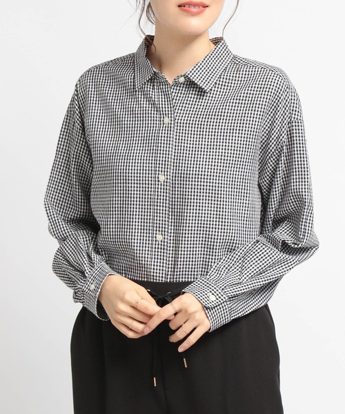 GLOBAL WORK Smile Seed Store（グローバルワーク スマイルシードストア）の「リネンコンスタンダードシャツ/180952（シャツ/ブラウス・レディース・ブルー系その他5/ネイビー/ラベンダー/セージグリーン/ホワイト系その他/チェック・MEDIUM/LARGE/SMALL）」の18枚目の写真