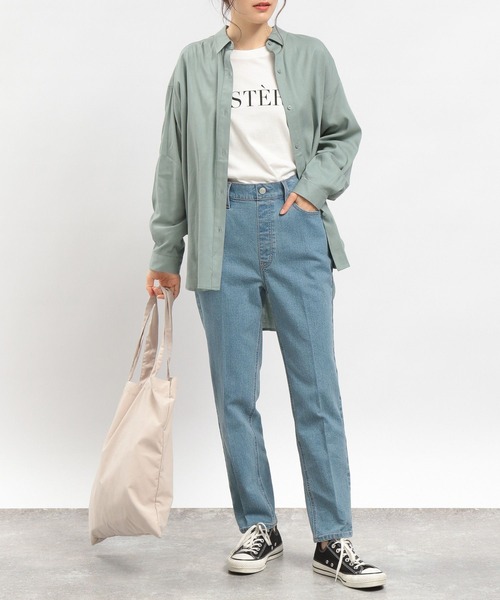 GLOBAL WORK Smile Seed Store（グローバルワーク スマイルシードストア）の「リネンコンスタンダードシャツ/180952（シャツ/ブラウス・レディース・ブルー系その他5/ネイビー/ラベンダー/セージグリーン/ホワイト系その他/チェック・MEDIUM/LARGE/SMALL）」の16枚目の写真