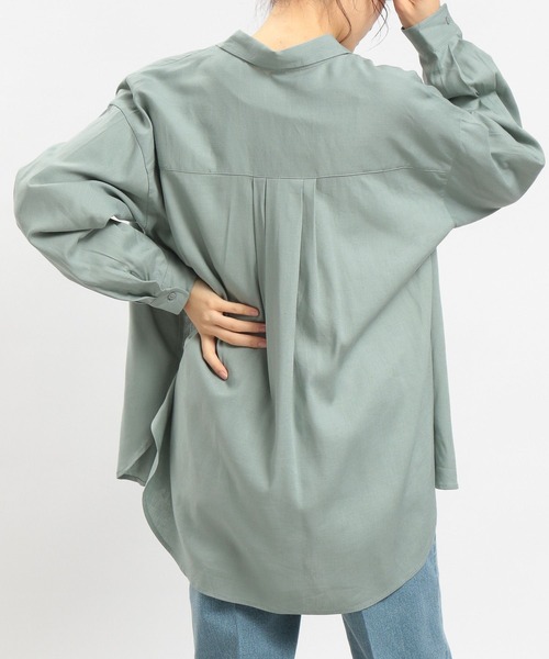 GLOBAL WORK Smile Seed Store（グローバルワーク スマイルシードストア）の「リネンコンスタンダードシャツ/180952（シャツ/ブラウス・レディース・ブルー系その他5/ネイビー/ラベンダー/セージグリーン/ホワイト系その他/チェック・MEDIUM/LARGE/SMALL）」の14枚目の写真