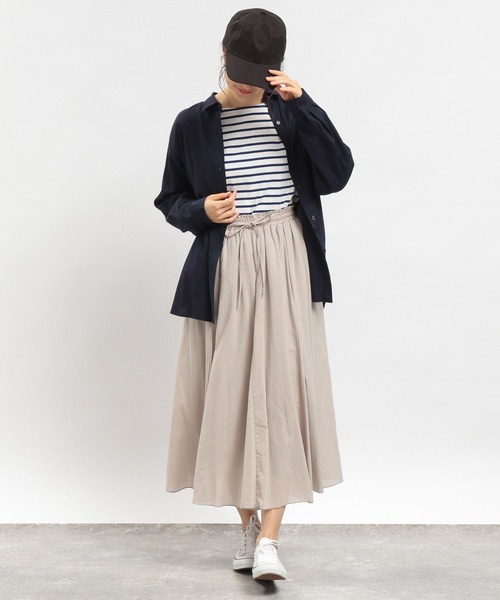 GLOBAL WORK Smile Seed Store（グローバルワーク スマイルシードストア）の「リネンコンスタンダードシャツ/180952（シャツ/ブラウス・レディース・ブルー系その他5/ネイビー/ラベンダー/セージグリーン/ホワイト系その他/チェック・MEDIUM/LARGE/SMALL）」の8枚目の写真