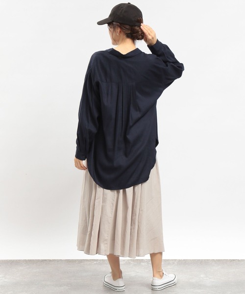 GLOBAL WORK Smile Seed Store（グローバルワーク スマイルシードストア）の「リネンコンスタンダードシャツ/180952（シャツ/ブラウス・レディース・ブルー系その他5/ネイビー/ラベンダー/セージグリーン/ホワイト系その他/チェック・MEDIUM/LARGE/SMALL）」の7枚目の写真