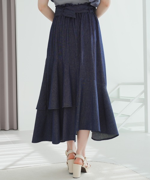 ASTORIA ODIER（アストリアオディール）の「デニムラッフルスカート（デニムスカート・レディース・ネイビー/ブラック・SMALL/MEDIUM）」の13枚目の写真