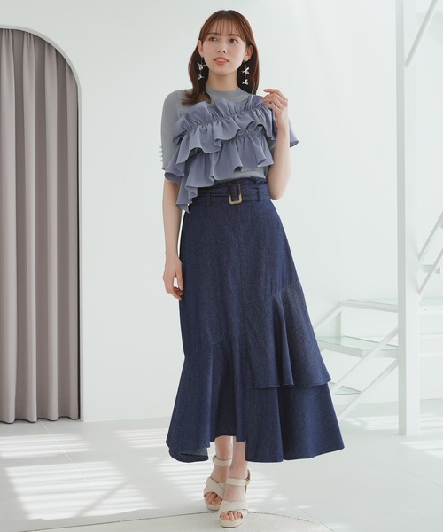 ASTORIA ODIER（アストリアオディール）の「デニムラッフルスカート（デニムスカート・レディース・ネイビー/ブラック・SMALL/MEDIUM）」の15枚目の写真