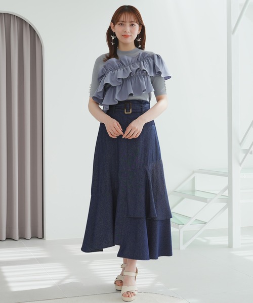 ASTORIA ODIER（アストリアオディール）の「デニムラッフルスカート（デニムスカート・レディース・ネイビー/ブラック・SMALL/MEDIUM）」の16枚目の写真