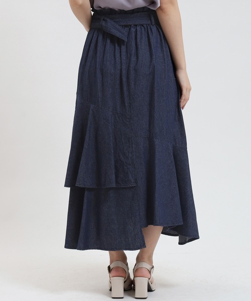 ASTORIA ODIER（アストリアオディール）の「デニムラッフルスカート（デニムスカート・レディース・ネイビー/ブラック・SMALL/MEDIUM）」の5枚目の写真