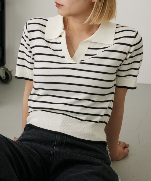 MIEL CRISHUNANT（ミエルクリシュナ）の「襟アソートニットポロシャツ