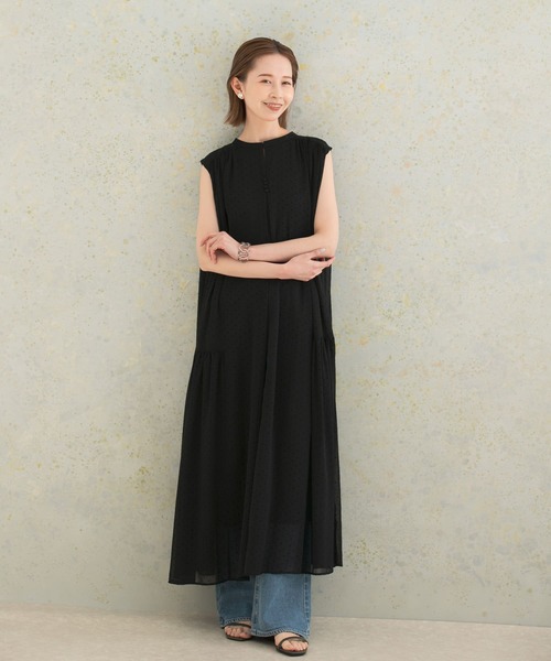 URBAN RESEARCH ROSSO WOMEN（アーバンリサーチ　ロッソ）の「ベルト付2wayシアーギャザーワンピース（ワンピース・レディース・ブラック/モカ・FREE）」の4枚目の写真