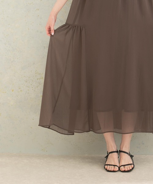 URBAN RESEARCH ROSSO WOMEN（アーバンリサーチ　ロッソ）の「ベルト付2wayシアーギャザーワンピース（ワンピース・レディース・ブラック/モカ・FREE）」の15枚目の写真