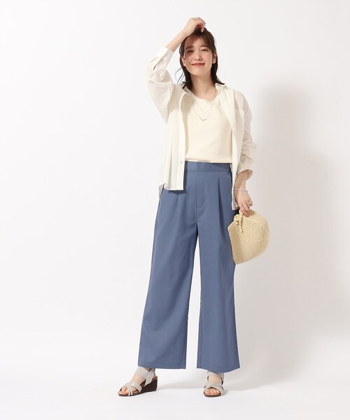 SHOO・LA・RUE(シューラルー)の「◆【洗える】大人の上品カジュアル リネン混イージーワイドパンツ(その他パンツ・レディース・ベージュ/ネイビー/ブルー/カーキ・04/02/03)」の14枚目の写真