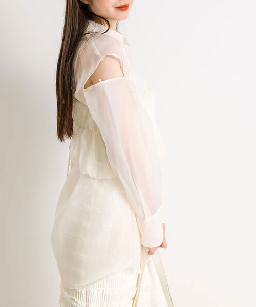 OLIVE des OLIVE（オリーブデオリーブ）の「シアシャツ＆バルーンビスチェSET　1041040160（シャツ/ブラウス・レディース・ピンク/サックスブルー/オフホワイト/ミント・FREE）」の7枚目の写真