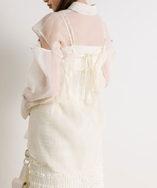 OLIVE des OLIVE（オリーブデオリーブ）の「シアシャツ＆バルーンビスチェSET　1041040160（シャツ/ブラウス・レディース・ピンク/サックスブルー/オフホワイト/ミント・FREE）」の9枚目の写真