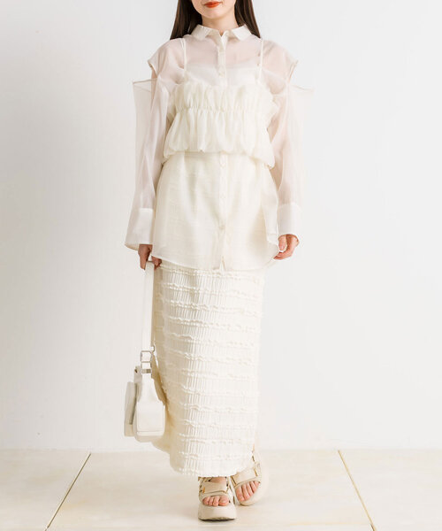 OLIVE des OLIVE（オリーブデオリーブ）の「シアシャツ＆バルーンビスチェSET　1041040160（シャツ/ブラウス・レディース・ピンク/サックスブルー/オフホワイト/ミント・FREE）」の10枚目の写真