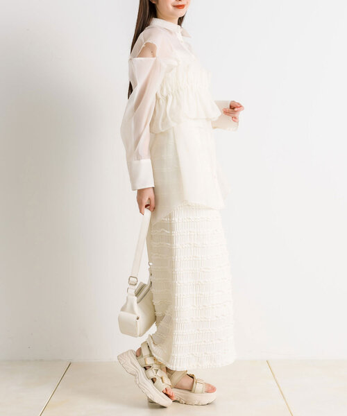 OLIVE des OLIVE（オリーブデオリーブ）の「シアシャツ＆バルーンビスチェSET　1041040160（シャツ/ブラウス・レディース・ピンク/サックスブルー/オフホワイト/ミント・FREE）」の11枚目の写真