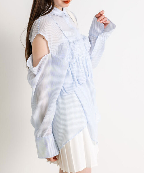 OLIVE des OLIVE（オリーブデオリーブ）の「シアシャツ＆バルーンビスチェSET　1041040160（シャツ/ブラウス・レディース・ピンク/サックスブルー/オフホワイト/ミント・FREE）」の15枚目の写真