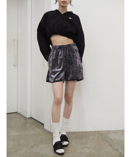 epine ベロア ショートパンツ side slit velours short pants black | épine