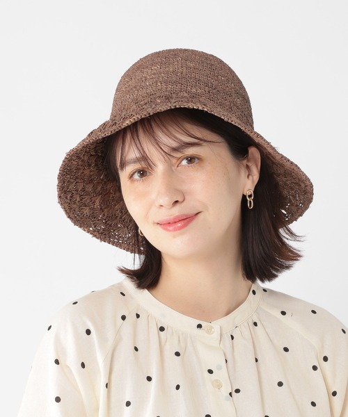 studio CLIP（スタディオクリップ）の「ラフィア細編みキャペリン（ハット・レディース・ブラウン/グレー/ナチュラル・FREE）」の5枚目の写真