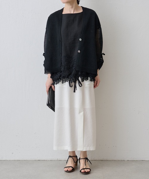 BEARDSLEY（ビアズリー）の「《LIVETART・洗える》麻調合繊ポケットスカート（スカート・レディース・ベージュ/ホワイト・S/M）」の9枚目の写真