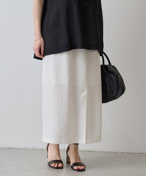 BEARDSLEY（ビアズリー）の「《LIVETART・洗える》麻調合繊ポケットスカート（スカート・レディース・ベージュ/ホワイト・S/M）」の10枚目の写真