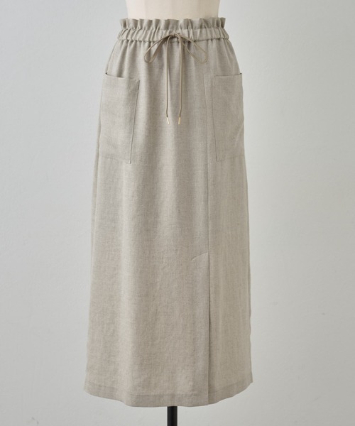 BEARDSLEY（ビアズリー）の「《LIVETART・洗える》麻調合繊ポケットスカート（スカート・レディース・ベージュ/ホワイト・S/M）」の11枚目の写真