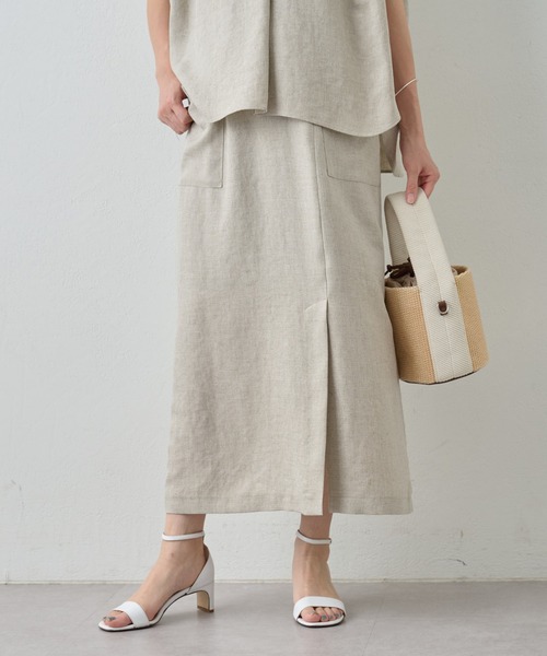 BEARDSLEY（ビアズリー）の「《LIVETART・洗える》麻調合繊ポケットスカート（スカート・レディース・ベージュ/ホワイト・S/M）」の21枚目の写真