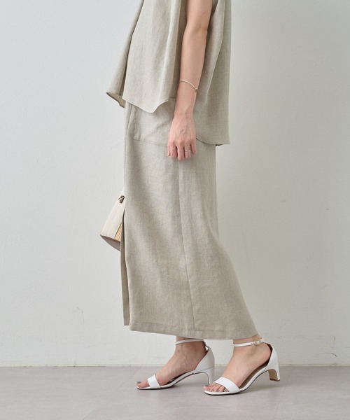 BEARDSLEY（ビアズリー）の「《LIVETART・洗える》麻調合繊ポケットスカート（スカート・レディース・ベージュ/ホワイト・S/M）」の22枚目の写真