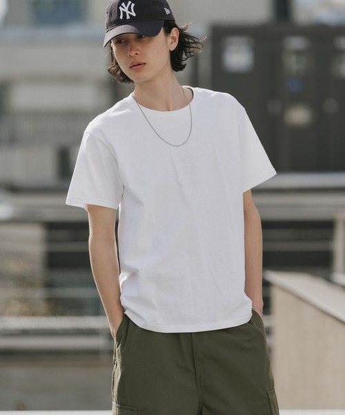 CROSS & STITCH（クロスステッチ）の「【ユニセックス】CROSS&STITCH/クロスアンドステッチ USAコットン クルーネック  オーバーサイズ 無地Tシャツ / 半袖 メンズ レディース ユニセックス 2026年 夏 夏服（Tシャツ/カットソー・メンズ・ホワイト/サンドベージュ/ネイビー/ブラック/ナチュラル/ダークグリーン・S/M/L/XL）」の16枚目の写真