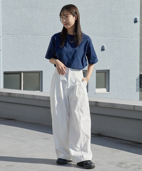 CROSS & STITCH（クロスステッチ）の「【ユニセックス】CROSS&STITCH/クロスアンドステッチ USAコットン クルーネック  オーバーサイズ 無地Tシャツ / 半袖 メンズ レディース ユニセックス 2026年 夏 夏服（Tシャツ/カットソー・メンズ・ホワイト/サンドベージュ/ネイビー/ブラック/ナチュラル/ダークグリーン・S/M/L/XL）」の9枚目の写真