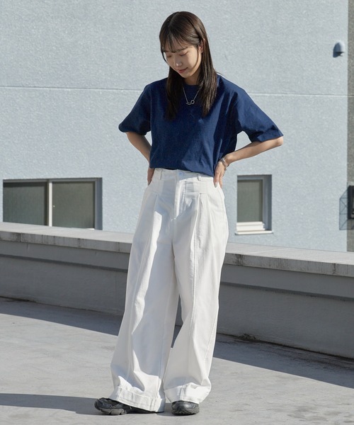 CROSS & STITCH（クロスステッチ）の「【ユニセックス】CROSS&STITCH/クロスアンドステッチ USAコットン クルーネック  オーバーサイズ 無地Tシャツ / 半袖 メンズ レディース ユニセックス 2026年 夏 夏服（Tシャツ/カットソー・メンズ・ホワイト/サンドベージュ/ネイビー/ブラック/ナチュラル/ダークグリーン・S/M/L/XL）」の7枚目の写真