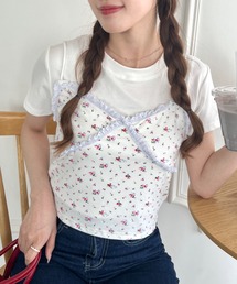 フラワーレースキャミ+Tシャツ【2点SET】