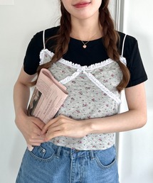 フラワーレースキャミ+Tシャツ【2点SET】
