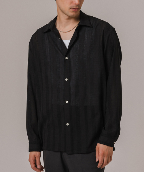 EDIFICE（エディフィス）の「Leno cloth レギュラーカラーシャツ（シャツ/ブラウス・メンズ・ベージュ/ブラック/スカイブルー・LARGE/MEDIUM）」の6枚目の写真