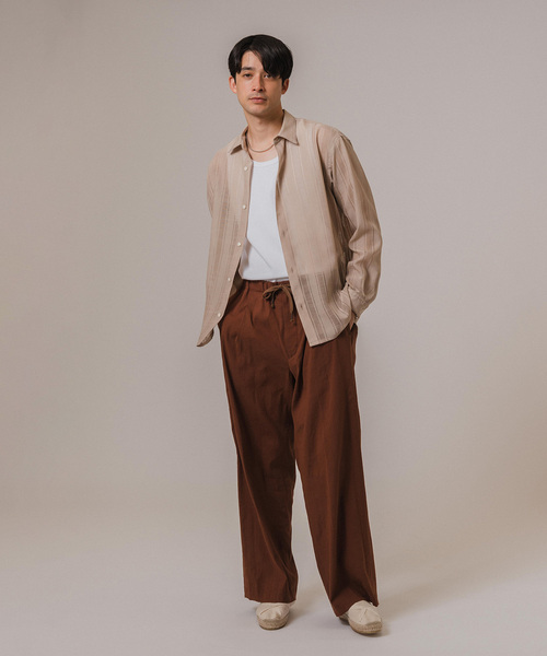 EDIFICE（エディフィス）の「Leno cloth レギュラーカラーシャツ（シャツ/ブラウス・メンズ・ベージュ/ブラック/スカイブルー・LARGE/MEDIUM）」の12枚目の写真