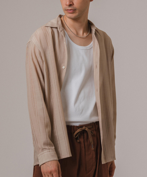 EDIFICE（エディフィス）の「Leno cloth レギュラーカラーシャツ（シャツ/ブラウス・メンズ・ベージュ/ブラック/スカイブルー・LARGE/MEDIUM）」の13枚目の写真