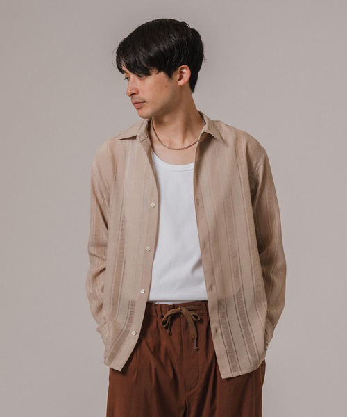 EDIFICE（エディフィス）の「Leno cloth レギュラーカラーシャツ（シャツ/ブラウス・メンズ・ベージュ/ブラック/スカイブルー・LARGE/MEDIUM）」の15枚目の写真