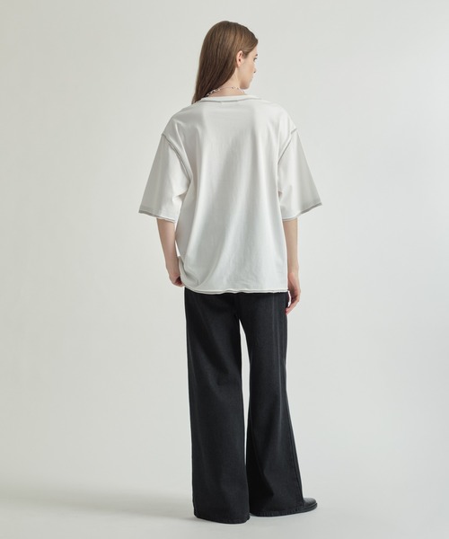 selle glant(セレグランテ)の「SWITCHUNG DESIGN T/キリカエデザインルーズTシャツ(Tシャツ/カットソー・メンズ・ブラック/オフホワイト/グレイッシュブルー・MEDIUM/LARGE)」の17枚目の写真