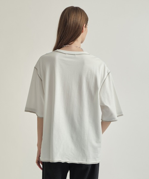 selle glant(セレグランテ)の「SWITCHUNG DESIGN T/キリカエデザインルーズTシャツ(Tシャツ/カットソー・メンズ・ブラック/オフホワイト/グレイッシュブルー・MEDIUM/LARGE)」の13枚目の写真