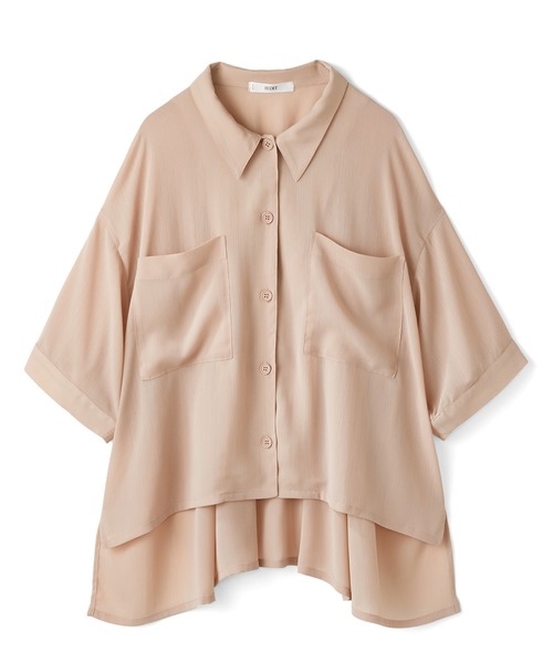 IEDIT(イディット)の「IEDIT 接触冷感素材が快適な シアーハーフスリーブシャツ(シャツ/ブラウス・レディース・ピンクベージュ・MEDIUM/X-LARGE/XX-LARGE/LARGE/XXX-LARGE/SMALL)」の8枚目の写真