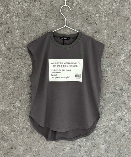 セール】オーバーサイズ ノースリーブプリントTシャツ（タンク