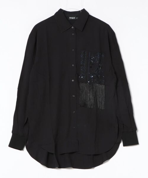 Desigual（デシグアル）シャツ ブラウス パッチ メッセージシャツ デシグアル Desigual メッセージ ポプリンシャツ （ホワイト