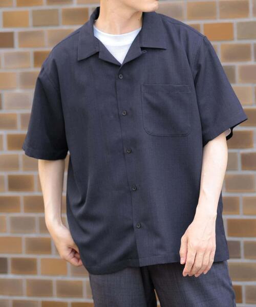 ITEMS URBANRESEARCH(アイテムズ アーバンリサーチ)の「『吸水速乾/イージーケア/UVカット』『セットアップ対応』高機能ツイル オープンカラー半袖シャツ(シャツ/ブラウス・メンズ・ネイビー/ブラック/チャコールグレー/ブルー系その他・MEDIUM/LARGE)」の5枚目の写真