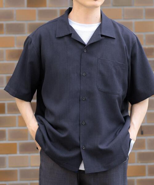 ITEMS URBANRESEARCH(アイテムズ アーバンリサーチ)の「『吸水速乾/イージーケア/UVカット』『セットアップ対応』高機能ツイル オープンカラー半袖シャツ(シャツ/ブラウス・メンズ・ネイビー/ブラック/チャコールグレー/ブルー系その他・MEDIUM/LARGE)」の7枚目の写真