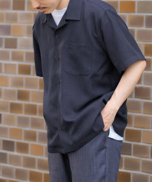 ITEMS URBANRESEARCH(アイテムズ アーバンリサーチ)の「『吸水速乾/イージーケア/UVカット』『セットアップ対応』高機能ツイル オープンカラー半袖シャツ(シャツ/ブラウス・メンズ・ネイビー/ブラック/チャコールグレー/ブルー系その他・MEDIUM/LARGE)」の8枚目の写真