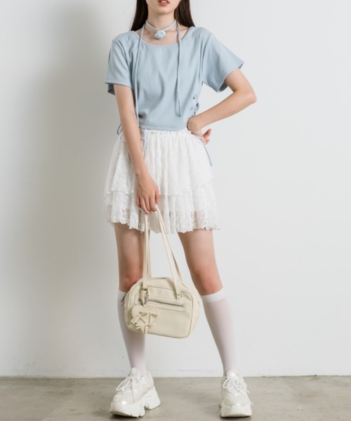 OLIVE des OLIVE（オリーブデオリーブ）の「レースティアードミニスカート 1042010010（スカート・レディース・オフホワイト/サックスブルー/ブラック・FREE）」の11枚目の写真