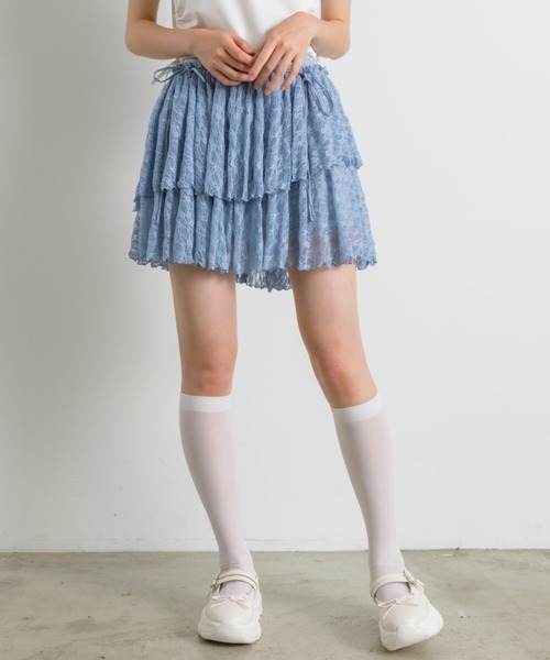 OLIVE des OLIVE（オリーブデオリーブ）の「レースティアードミニスカート 1042010010（スカート・レディース・オフホワイト/サックスブルー/ブラック・FREE）」の17枚目の写真